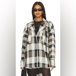 Free People Izzy Cargo Shirt in Black & Cream